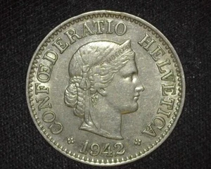 SWITZERLAND 1942-B 10 RAPPEN KM27 ABOUT UNCIRCULATED ~D16 - Picture 1 of 2