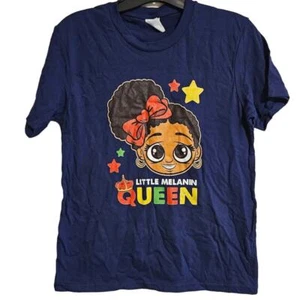 Medium Youth 9-10 LITTLE MELANIN QUEEN dark blue girls short sleeve - Picture 1 of 5