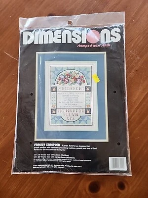 Vtg Dimensions Stamped Cross Stitch Kit 3112 Family Sampler 1991 Sealed - Image 1 of 4