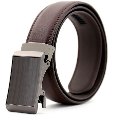 Trend Men's Real Leather Belt Automatic Buckle Belt Ratchet Strap Gift Jeans • 6.99€