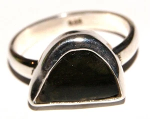 Moldavite Ring - Size Q - Polished Moldavite - Sterling Silver - R20P07 - Picture 1 of 1
