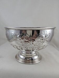 ANTIQUE QUALITY SILVER PLATE ON COPPER PUNCH BOWL FLORAL 16cm Dia