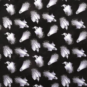 1/2 METER Halloween Haunting Ghosts Glitter Sewing Quilting Fabric Cotton - Picture 1 of 2