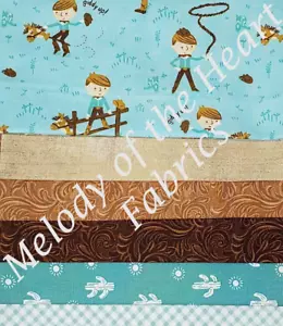 WESTERN COWBOY 6 Fat Quarters Quilting Moda Fabric Sewing cactus Little Cowpoke - Picture 1 of 7