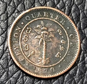 1870 Ceylon ¼ Cent Coin - Picture 1 of 2