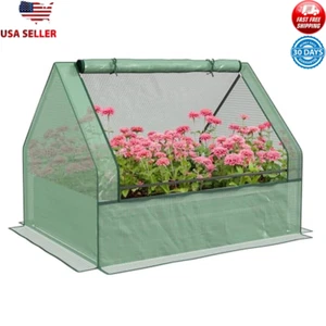 Galvanized Raised Garden Bed W/ Mini Greenhouse Herbs Vegetables UV Protection - Picture 1 of 8