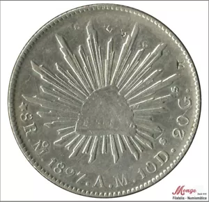 Mexico 8 Reales 1897 AM / Méjico City / 27,07 gr. plata - contramarcas Chi - Foto 1 di 2