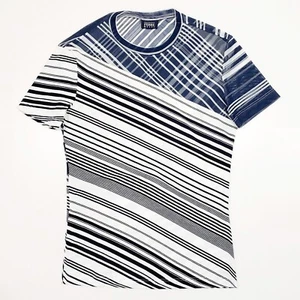 GIANFRANCO FERRE Ferré Jeans Short Sleeve T-Shirt Top Mesh Jersey Stripe Navy XS - Picture 1 of 6