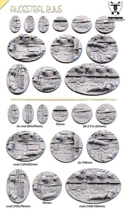 Bases de ruinas ancestrales estructuradas diseñadas redondas ovaladas para mesa Wargaming - Imagen 1 de 11