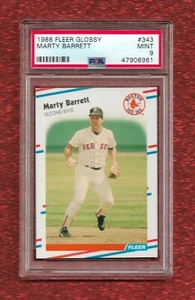 1988 Fleer Glossy #343 Marty Barrett PSA 9 como nuevo Pop 1 solo 1 Medias Rojas Superiores - Imagen 1 de 1