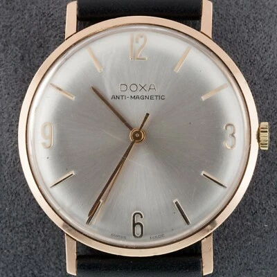 14k Rose Gold Doxa Men's Hand-Winding Watch w/ Leather Band - Image 1 of 4