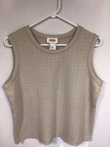 Women’s Talbots Beige Ribbed Lightweight Sleeveless Pullover Golf Vest.  Size L - Picture 1 of 3