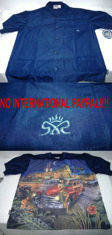 New Mens Rare Rick RIETVELD LARGE Tiki Club Navy Button Camp Shirt$62 Last Units - Image 1 of 1