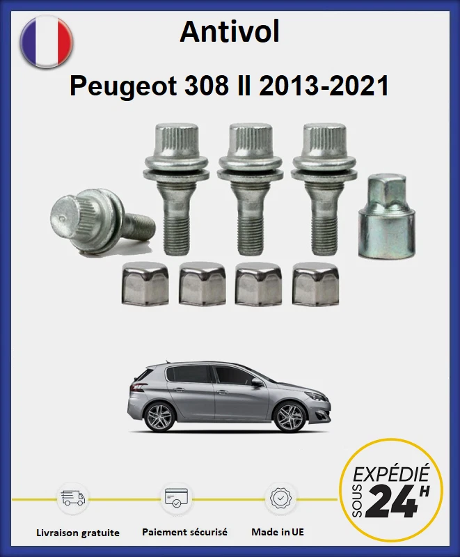 Ecrous antivol de roues Peugeot 308 II 2019-2021 - Photo 1/1
