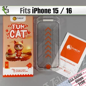 Screen Protectors for iPhone 15/16 -3 Pack HD Clear | Easy Install | FUNCAT - Picture 1 of 10