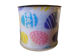 Crafter's Square White w/ Colorful Easter Eggs Ribbon - New - Picture 1 of 1