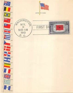 918 5c Albania on 5 1/2" by 6" folded stationery w/ multicolor flags [387515] - Picture 1 of 1