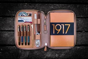 Galen Leather Zippered A5 Notebook Folio in Undyed Leather (Pens Not Included) - Picture 1 of 4