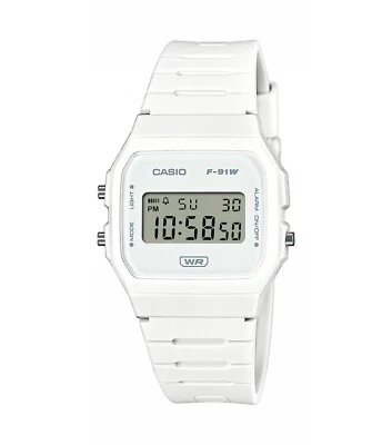 Orologio Unisex Casio Vintage F-91WB-7AEF Con Cassa E Cinturino Bianchi - Immagine 1 di 2