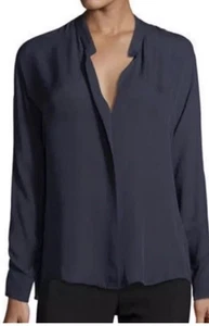 Vince Bluse Damen 2 100% Seide Langarm Oversize Popover Minimalistisch - Bild 1 von 12