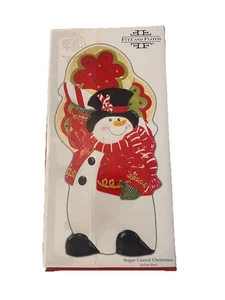 2008 FITZ & FLOYD HAND PAINTED CERAMIC SNOWMAN SUGAR COATED CHRISTMAS SPOON REST - Picture 1 of 4