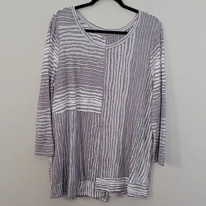 Habitat Lagenlook stretchy slinky Top Sz L Grey Embroidered - Picture 1 of 9