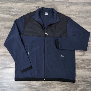 90s Nike Size XL Nylon Fleece Sweatshirt Blue Men's Full Zip Vintage Gray Tag - Picture 1 of 13