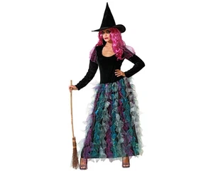 Atosa Witch Costume Dress Black with Long Green Skirt Women Adult Stylish Charmi - Picture 1 of 7