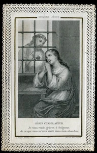 ANTIKE SPITZE HEILIGE KARTE CANIVET JESUS TRÖSTER - Bild 1 von 2