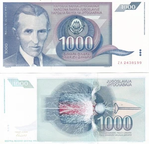 Jugoslawien 1.000 1000 Dinara 1991 P#110 Präfix ZA Ersatz UNC - Bild 1 von 1