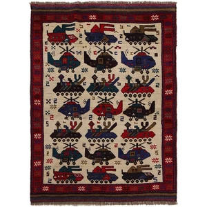 Hand Knotted Afghan War USA Historical 9/11 Pictorial Wool Area Rug 5 x 3 Feet - Picture 1 of 7