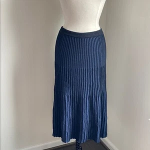 J. CREW Pleated Skirt Womens Sz XS Navy Metallic WoolBlend Maxi Stretch Sweater - Picture 1 of 6