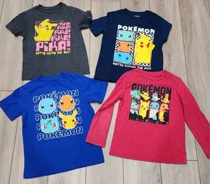 4 Pokémon Graphic Tshirts Kids Size S/M (7/8) Pikachu Charmander Squirtle - Picture 1 of 6