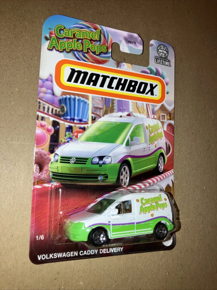 Matchbox Volkswagen Caddy Delivery 1/6 Caramel Apple Pops Car Mattel NEW VW - Image 1 of 3