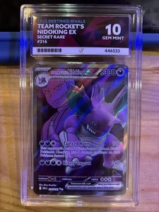 Pokémon TCG Team Rockets Nidoking EX 216/182 Destined Rivals ACE 10 Gem Mint - Picture 1 of 2