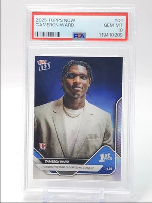 CAMERON WARD 2025 TOPPS NOW ROOKIE DRAFT 1ST PICK GEM A RC PSA 10 Q4232 - Image 1 of 2