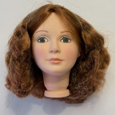 VINTAGE Vinyl DOLL HEAD Red Rooted Hair Painted Green Eyes Effanbee 1985 - Image 1 of 4