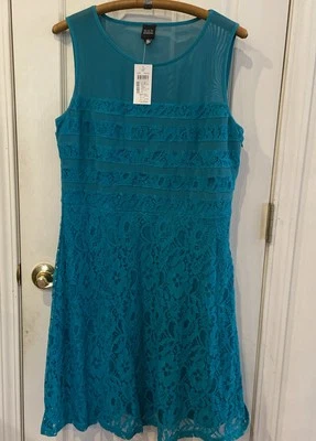 Vestido vaina grande de encaje verde azulado Black Saks Fifth Avenue para mujer nuevo con etiquetas Foto 1 de 4