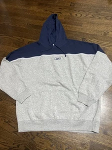 Vintage Reebok Center Logo Colorblock Hoodie grau blau Herren Medium - Bild 1 von 4