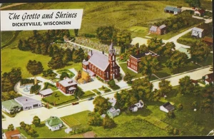 The Grotto and Shrines Aerial View Dickeyville Wisconsin Postcard - Picture 1 of 2