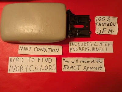 ✅OEM 2000-2004 TOYOTA AVALON REPOSABRAZOS RARO MARFIL TAPA ALMACENAMIENTO BISAGRA PESTILLO ¡COMO NUEVO! Foto 1 de 4