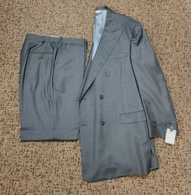 Nuevo Traje Samuelsohn Doble Pecho 46 Gris LORO PIANA Super 150s Lana Tasmania Foto 1 de 4