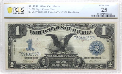 $1 1899 Silver Certificate Black Eagle PCGS 25 VERY FINE VERNON TREAT NO COMMENT - Image 1 of 4