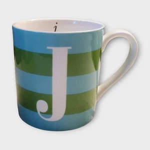 Kate Spade LENOX Wickford Red Letter Day  "J" Coffee Cup Mug Tea Green Blue 12oz - Picture 1 of 8