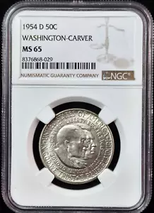 *RARE* 1954-D Washington- Carver Half Dollar- NGC MS65 Lustrous Specimen - Picture 1 of 4