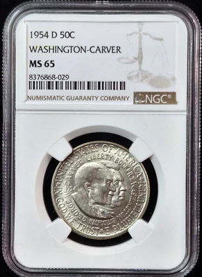 *RARE* 1954-D Washington- Carver Half Dollar- NGC MS65 Lustrous Specimen - Image 1 of 4