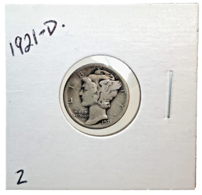 1921-D Denver Mint Mercury Dime 90% Silver US 10c Coin #2 Key Date - Image 1 of 4