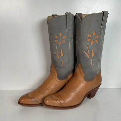 Botas vaqueras Justin vintage con flores para mujer 8 B incrustaciones con herramientas hechas en EE. UU. Foto 1 de 4