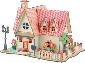 3D Holzpuzzle für Erwachsene, Blockhaus Modellbausätze, 73 Teile, Sunflower Manor - Bild 1 von 8