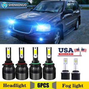 For GMC Envoy 2002-2006 Combo LED Headlight High/Low + Fog Lamps Bulbs 6PC 8000K - Picture 1 of 9